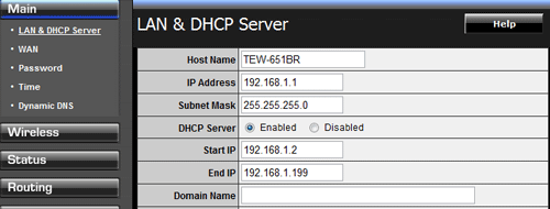 Настройка DHCP сервера на роутере TrendNet